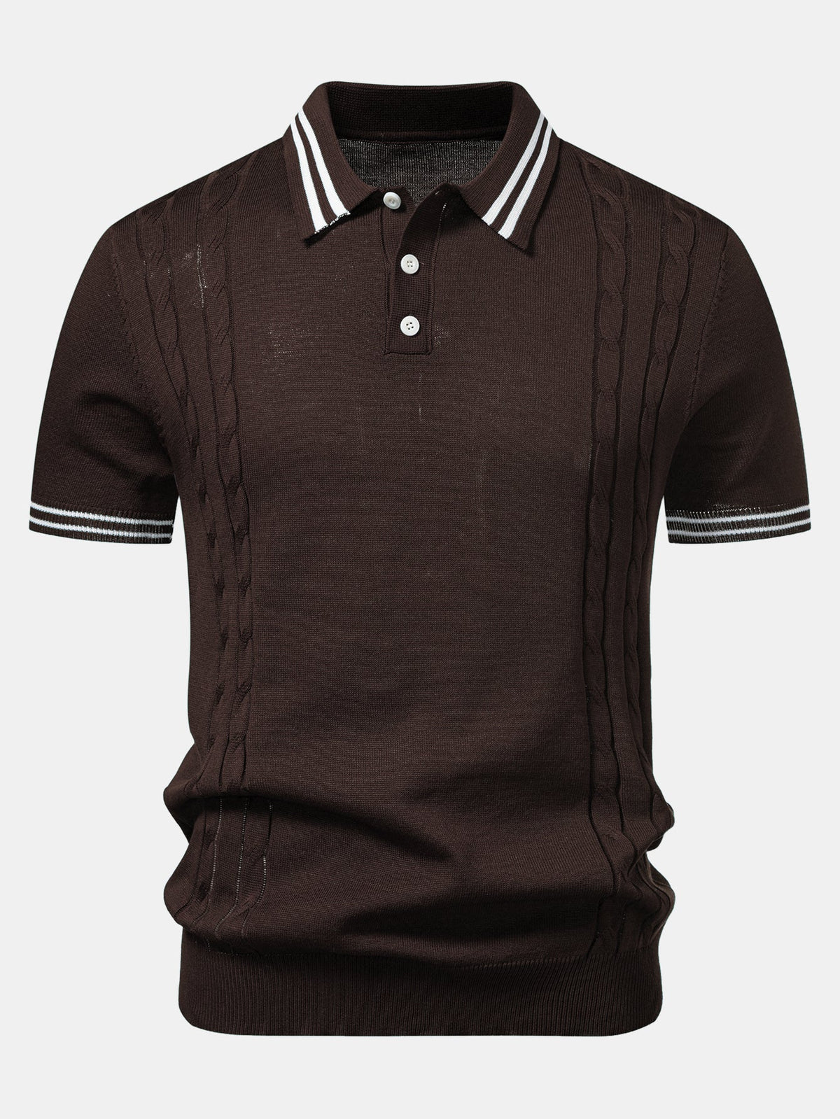 Polo de Punto Jacquard Torcido con Ribete de Contraste