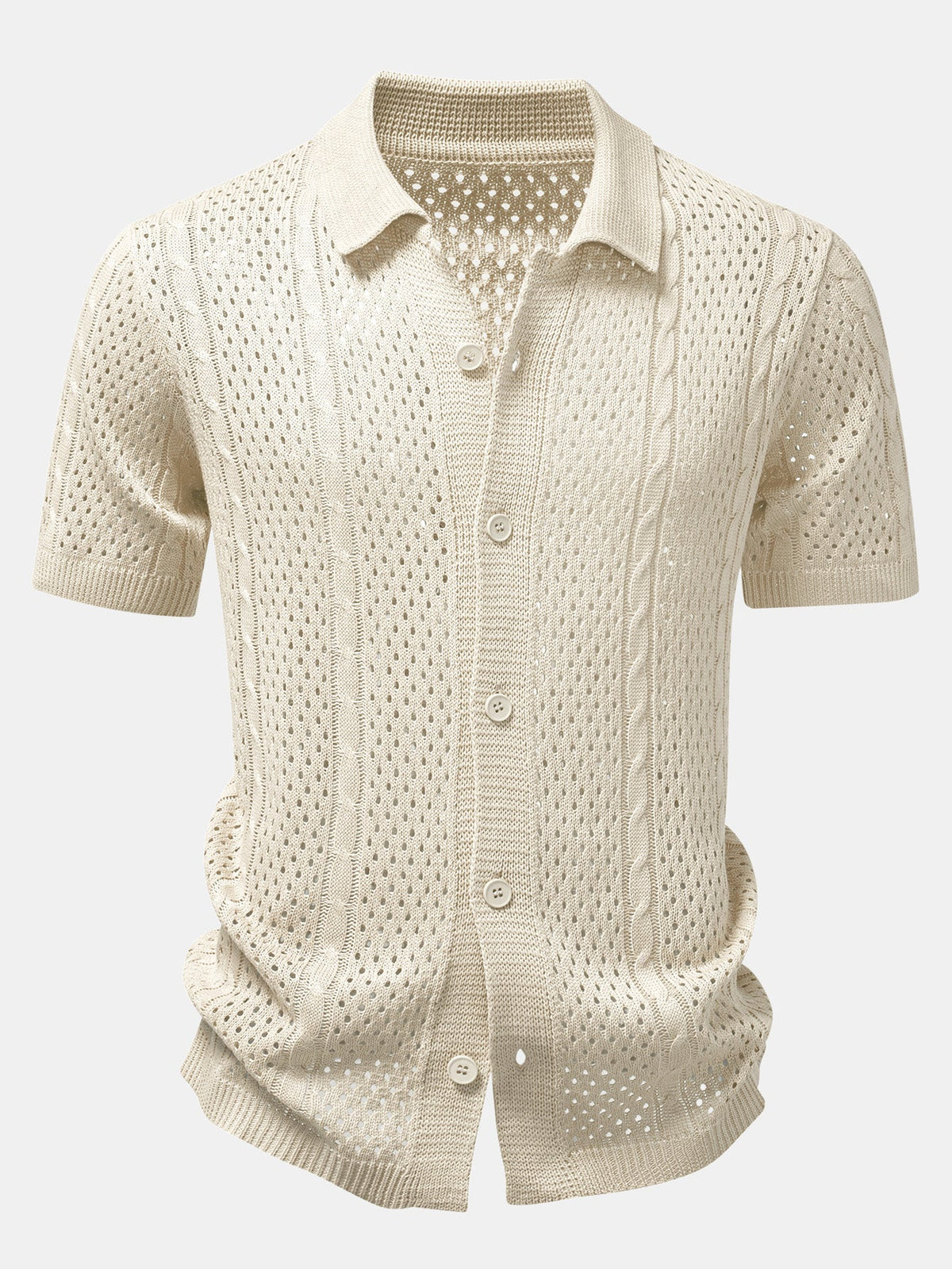 Camisa de punto abierta y pantalones de lino de pierna recta
