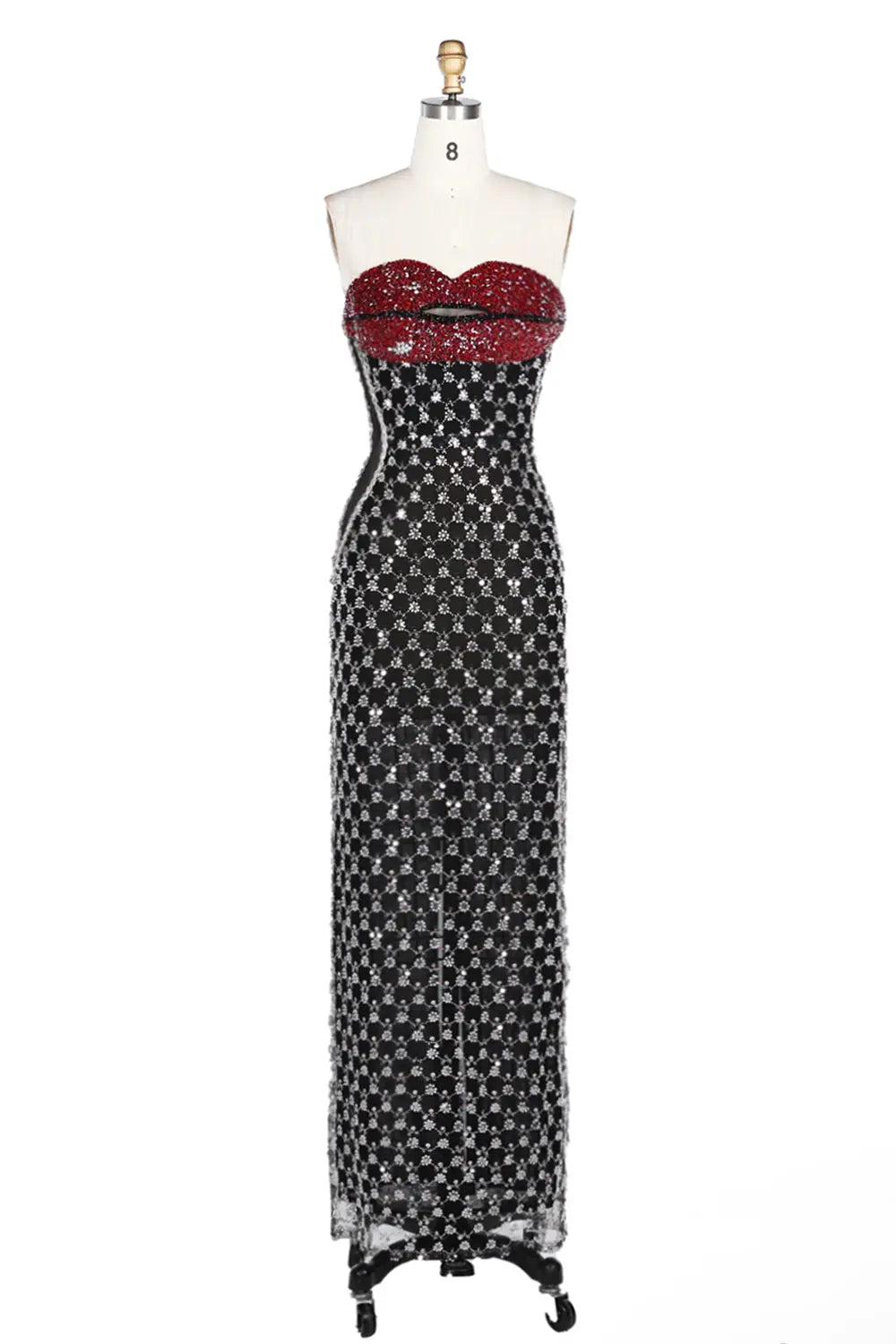 Vestido de noche negro palabra de honor con lentejuelas
