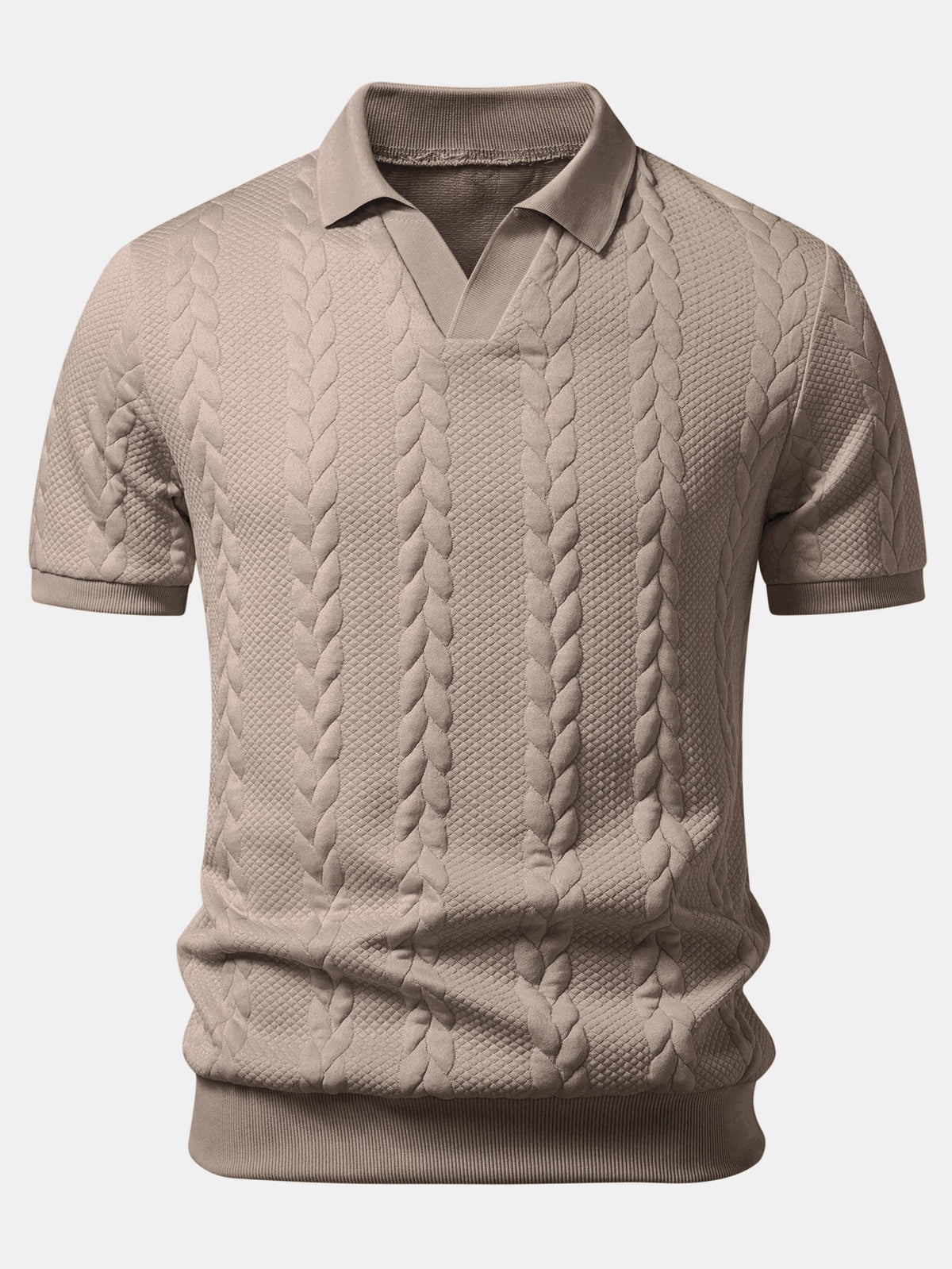 Polo de cuello en V de jacquard retorcido