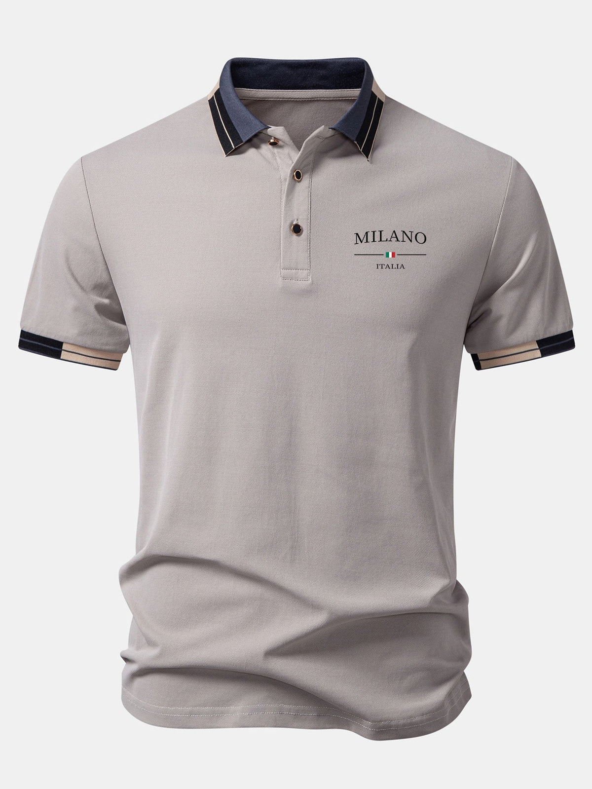 Polo con ribete de contraste y estampado de Milán
