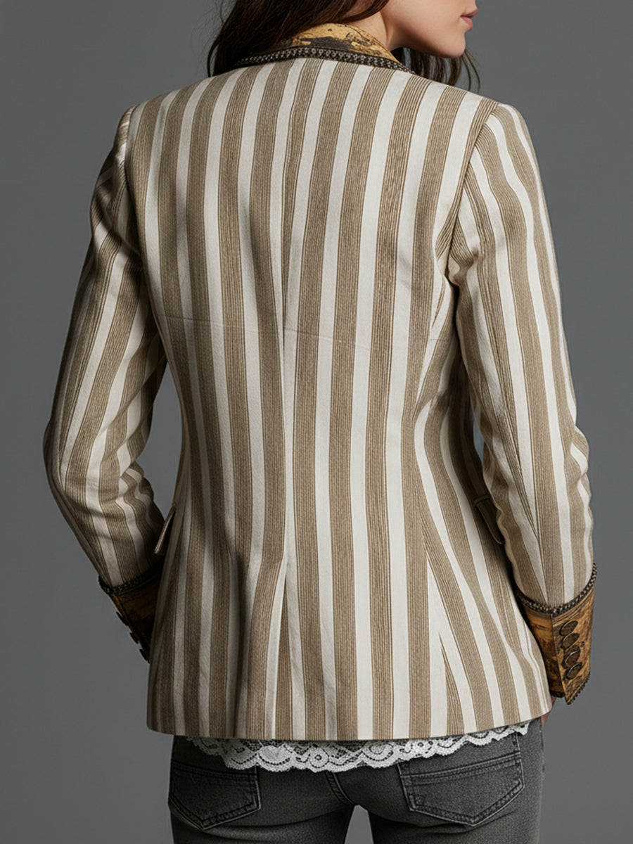 Blazer bohemio de rayas con cuello estampado Suzanne