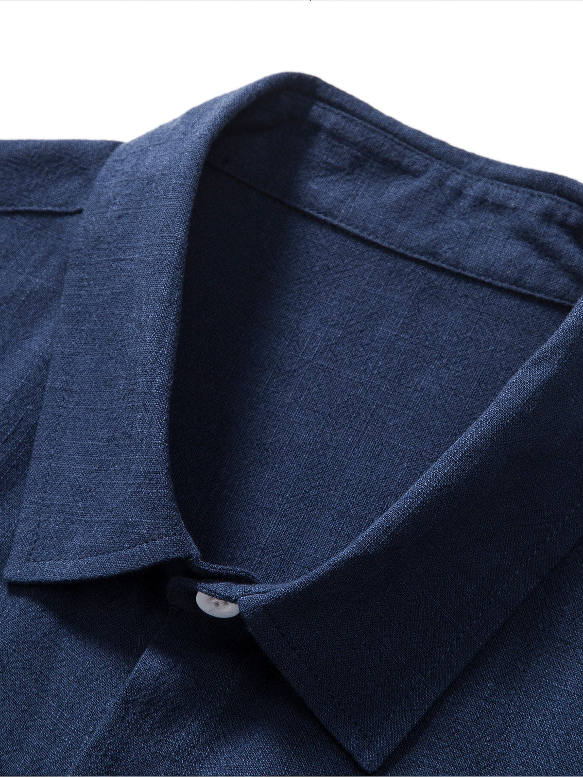 Camisa de Botones de Mezcla de Lino y Rayón & Pantalones cortos con Cordón de 5" con Textura Arrugada
