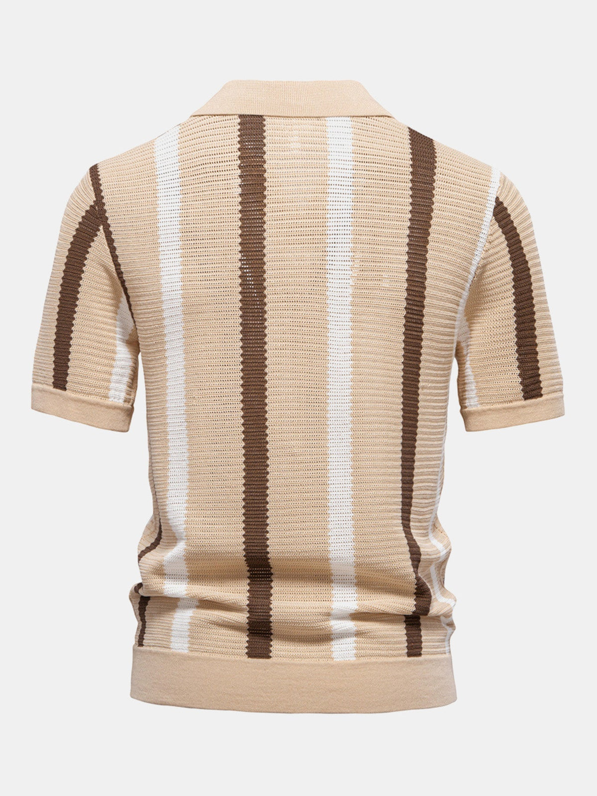 Polo de punto con cuello en V a rayas