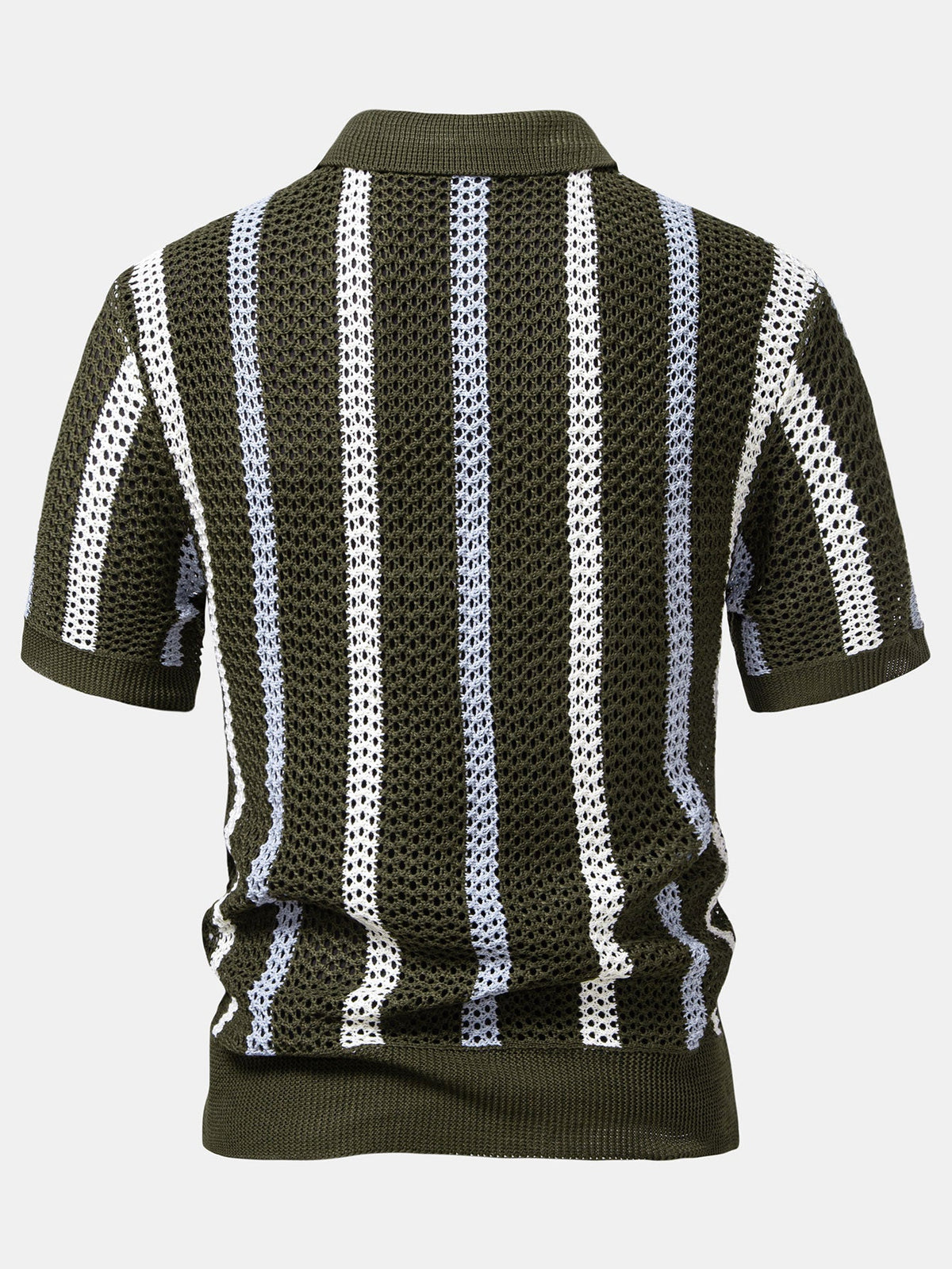 Polo de crochet a rayas con cuello en V