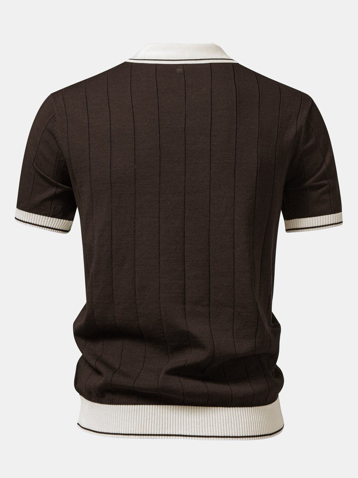 Polo de punto con cuello Johnny acanalado y ribete en contraste