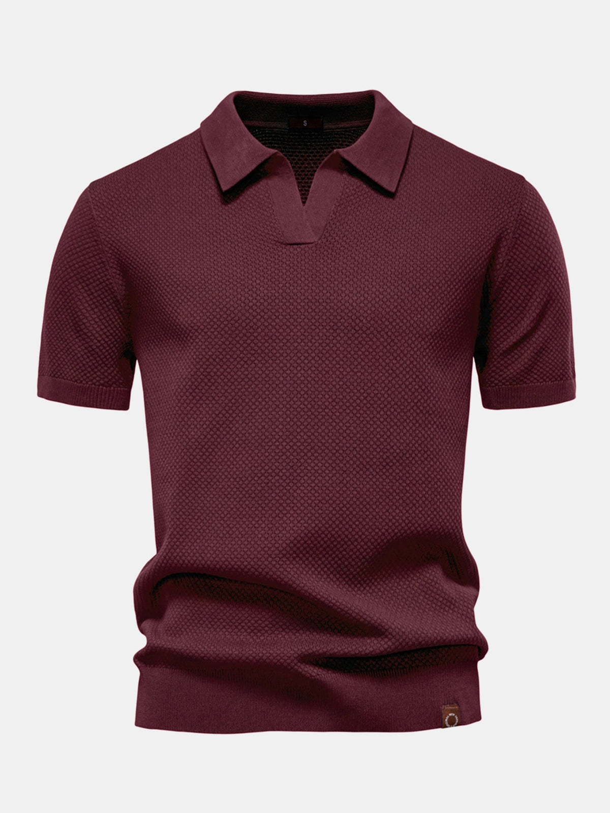 Polo de punto con textura de piña y cuello en V