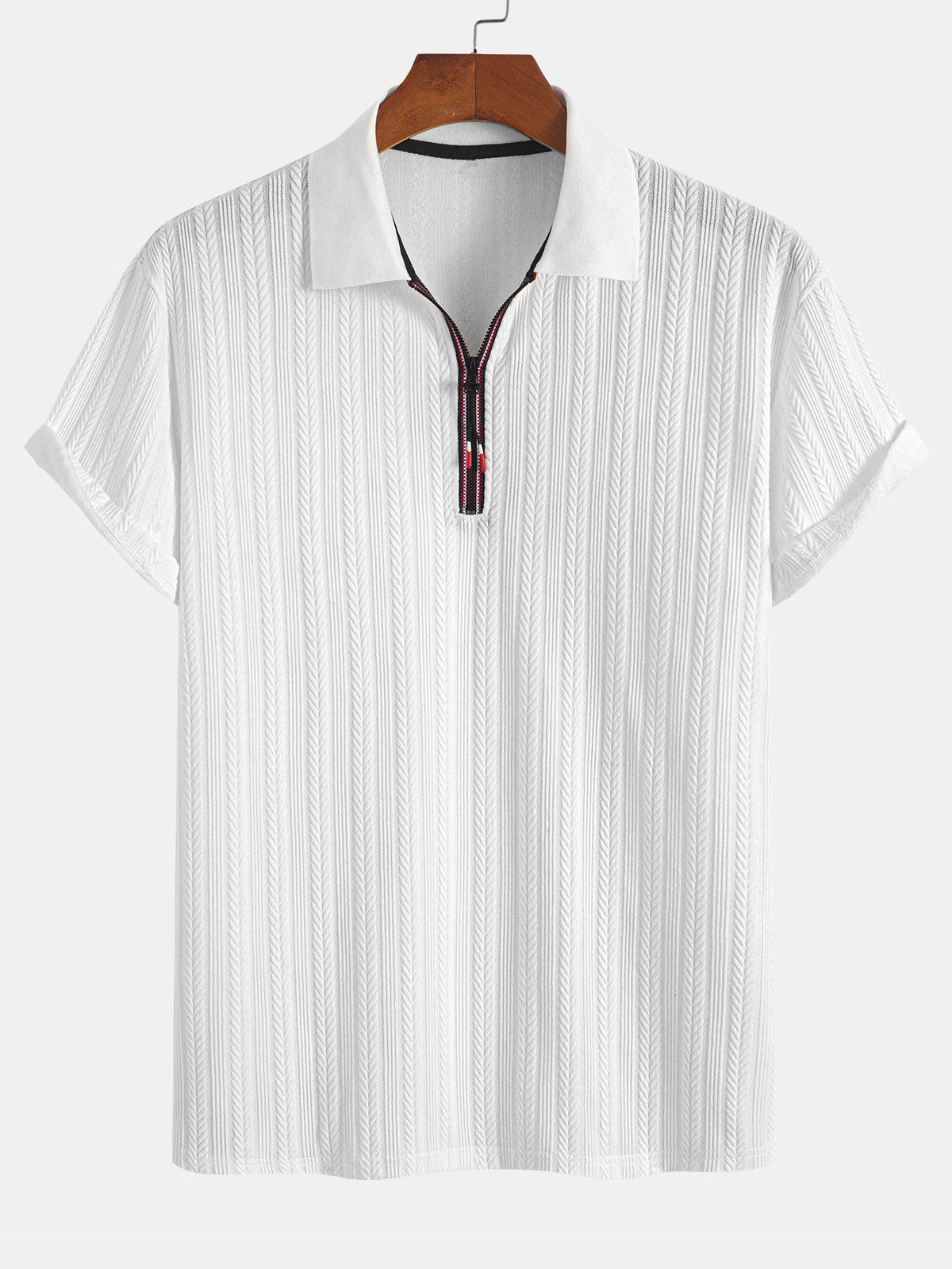 Polo con cremallera texturizada