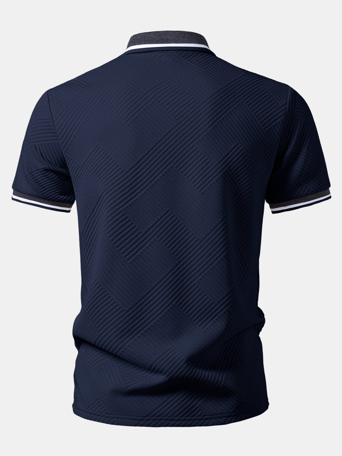 Camisa Polo de jacquard con rayas y ribete en contraste
