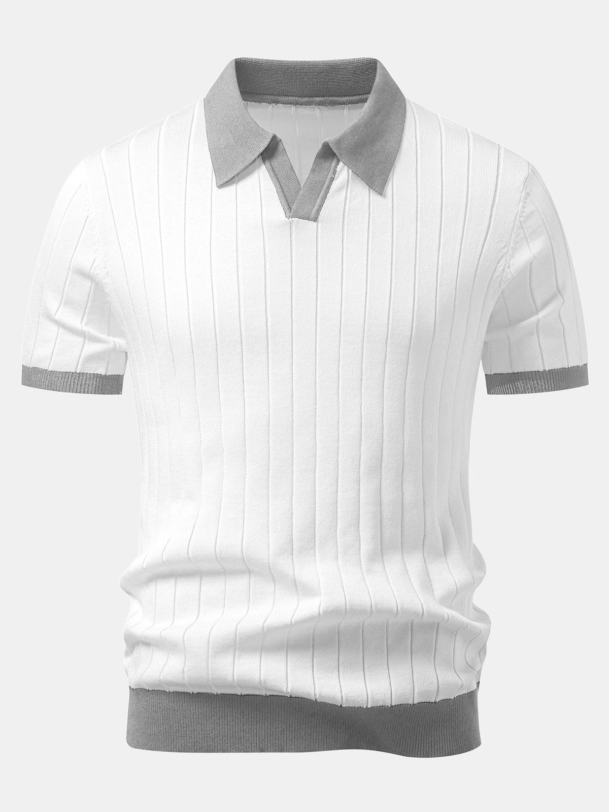 Polo con cuello Johnny y raya de ribete en contraste