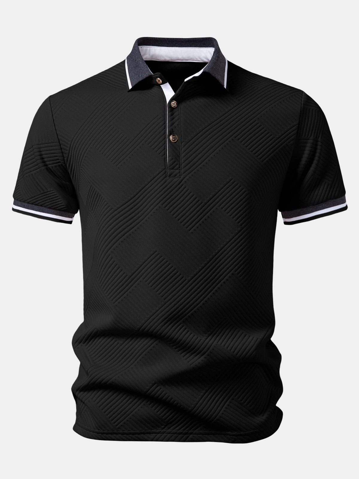 Camisa Polo de jacquard con rayas y ribete en contraste
