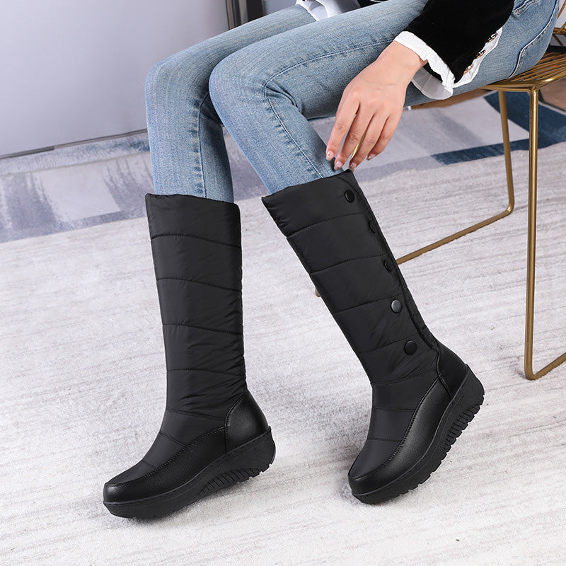 Botas de nieve cálidas con cuña y suela gruesa