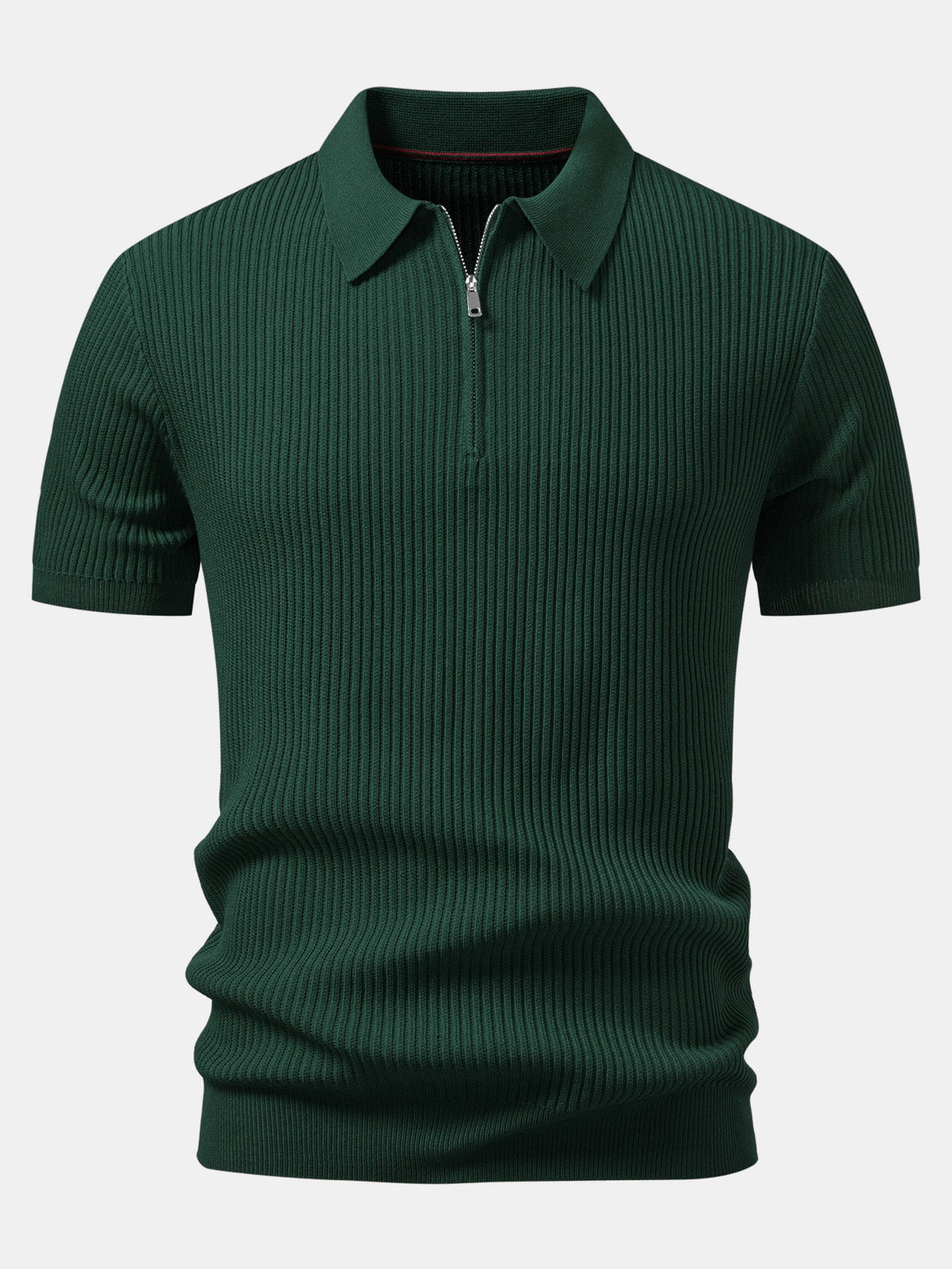 Polo de punto con cremallera y canalé
