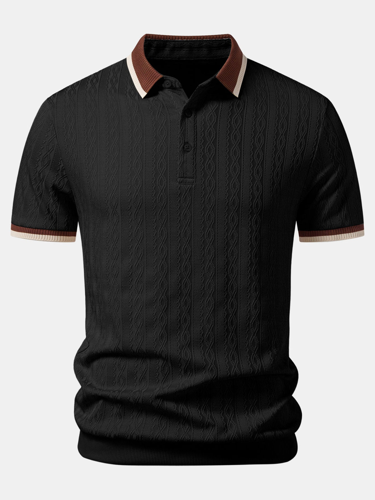 Camisa Polo de punto con textura y ribete en contraste