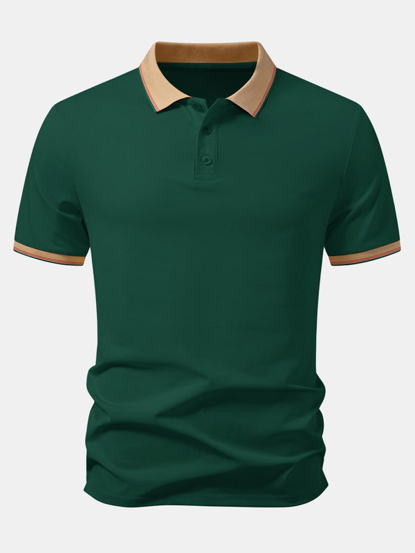 Polo piqué con cuello de contraste