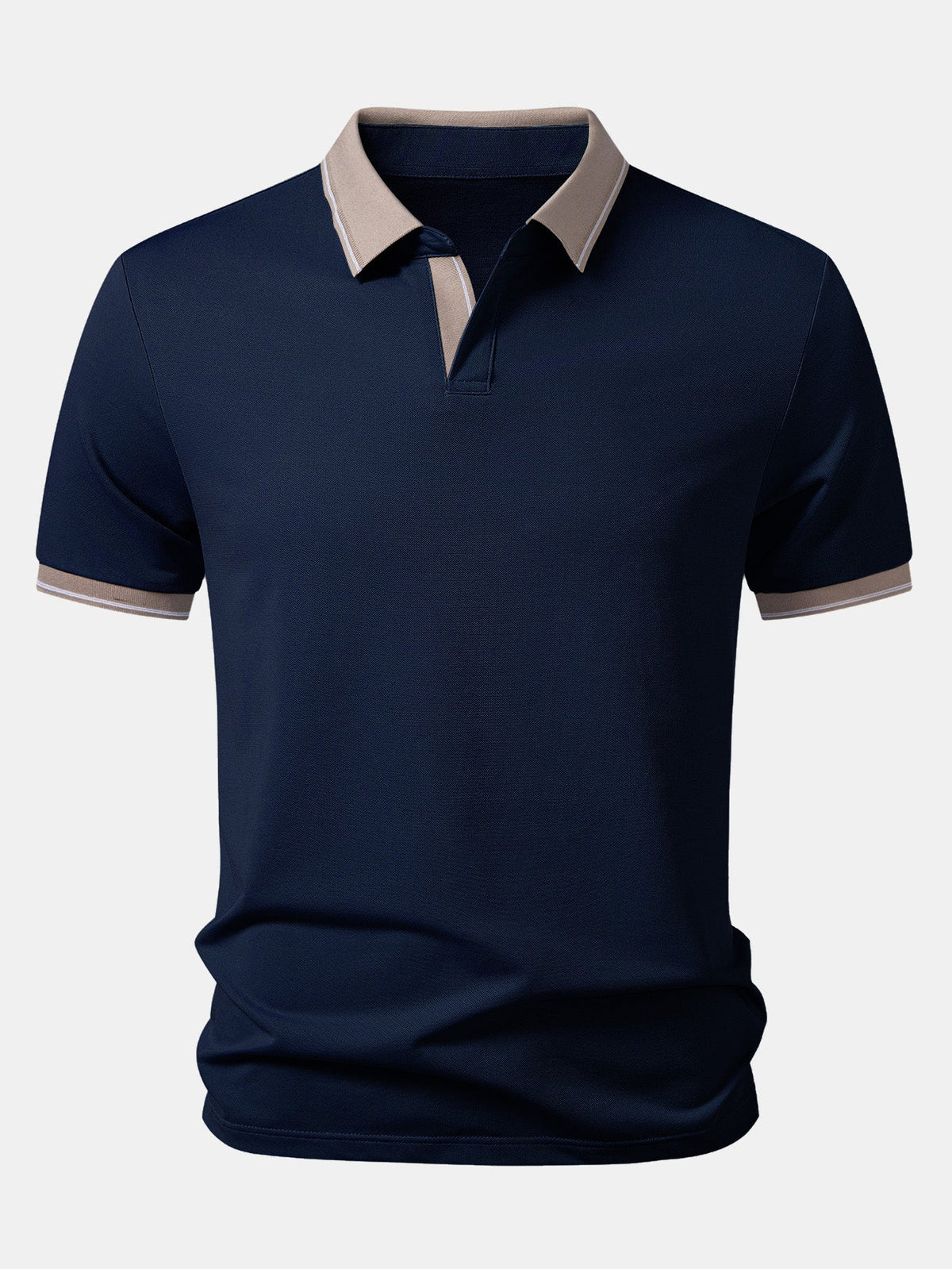 Polo con cuello Johnny y ribete en contraste