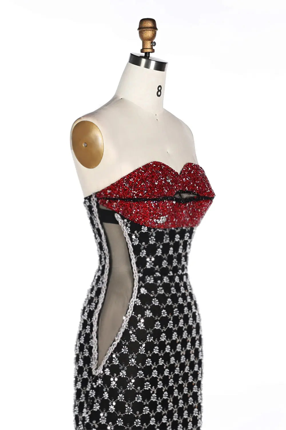 Vestido de noche negro palabra de honor con lentejuelas