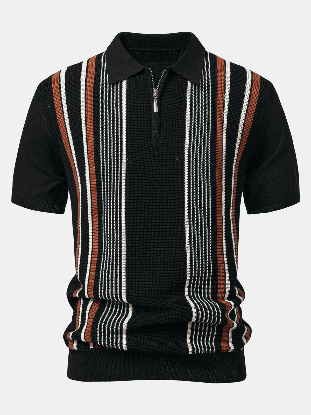 Polo de punto con cremallera y rayas