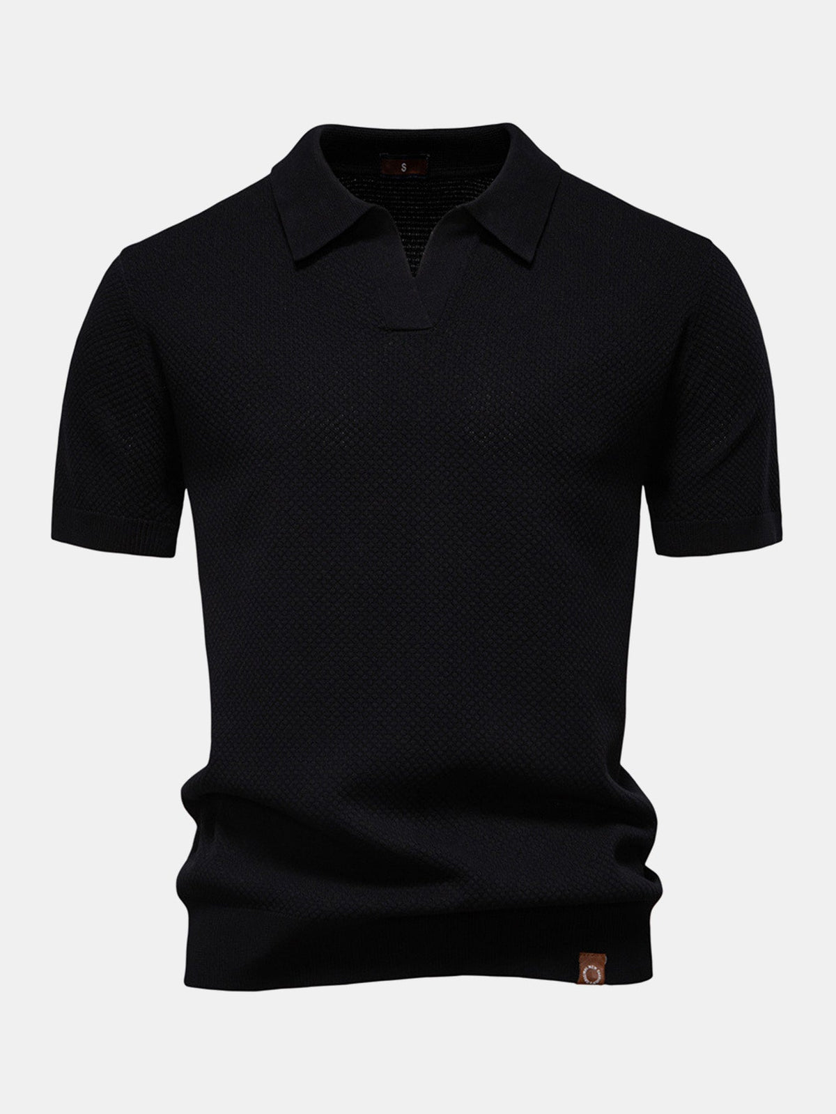 Polo de punto con textura de piña y cuello en V