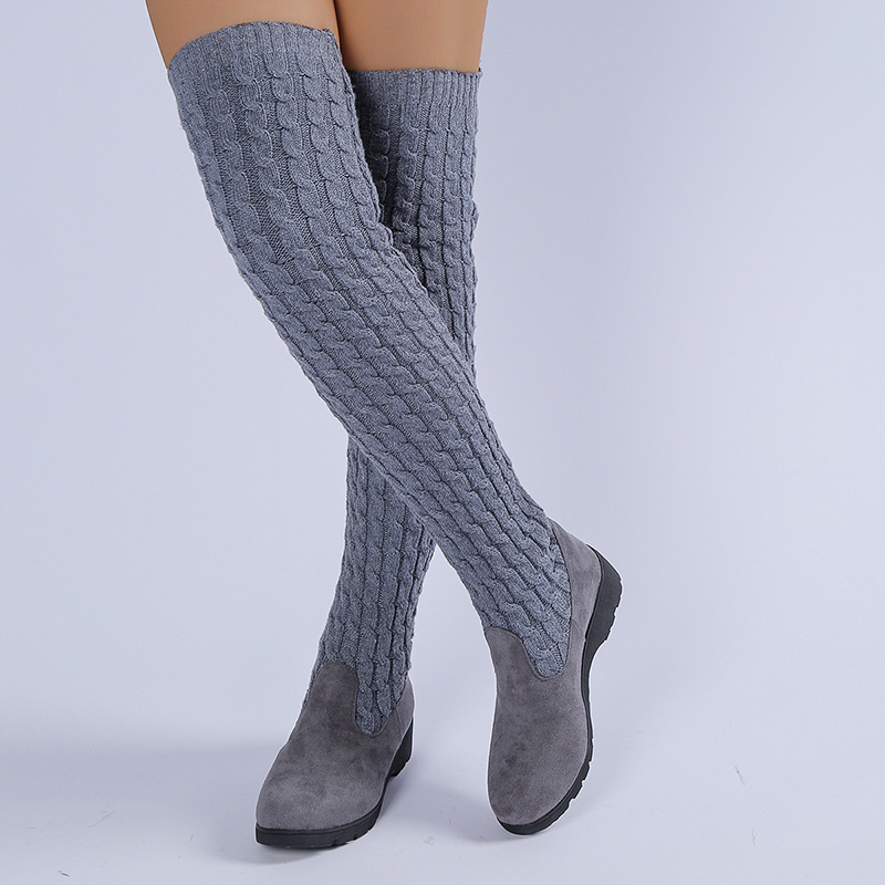 Botas calcetín elásticas de punto por encima de la rodilla