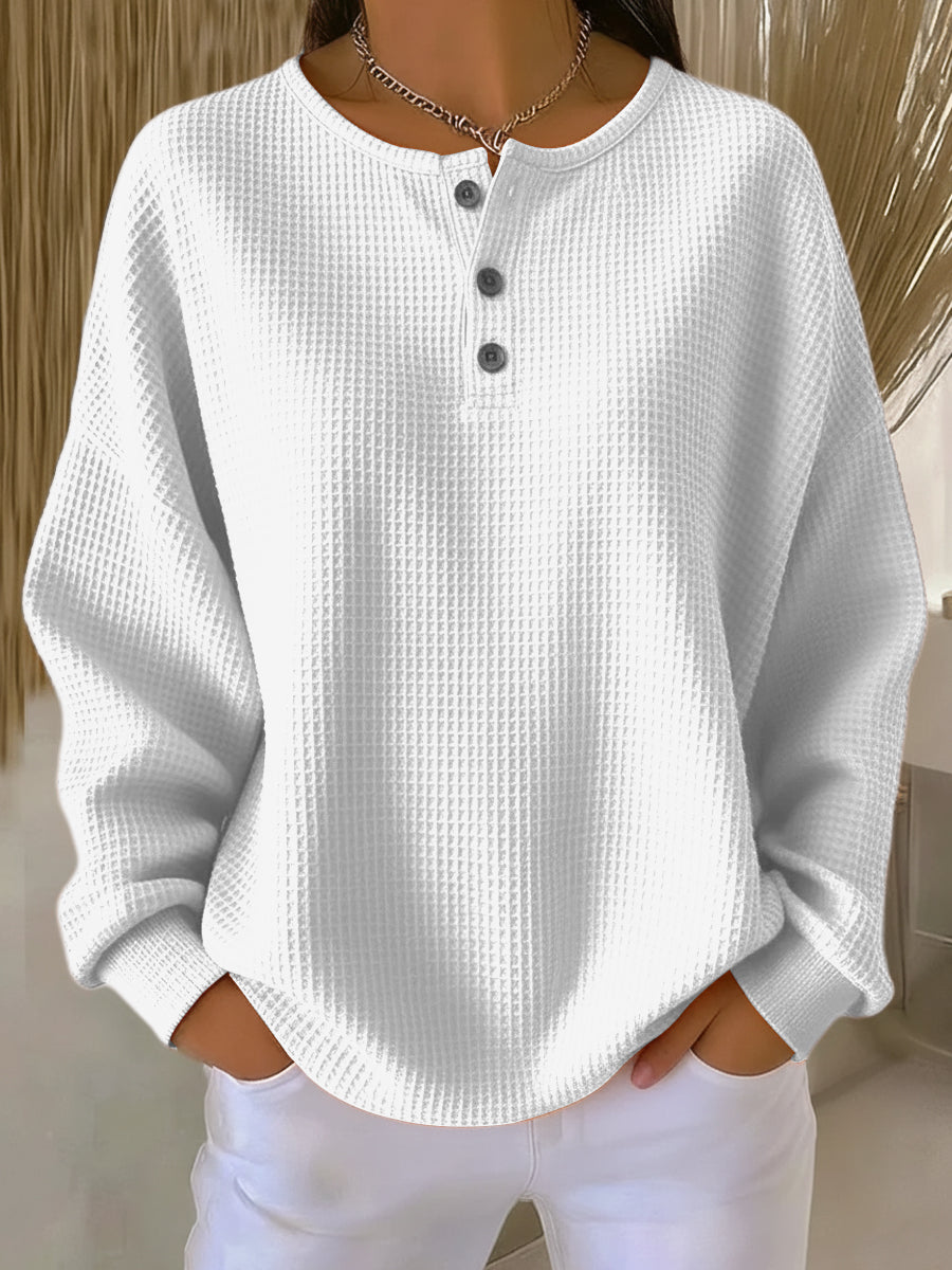 Araceli | Sudadera Henley suave de nido de abeja
