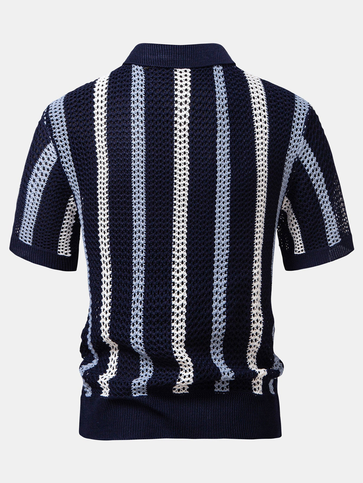Polo de crochet a rayas con cuello en V