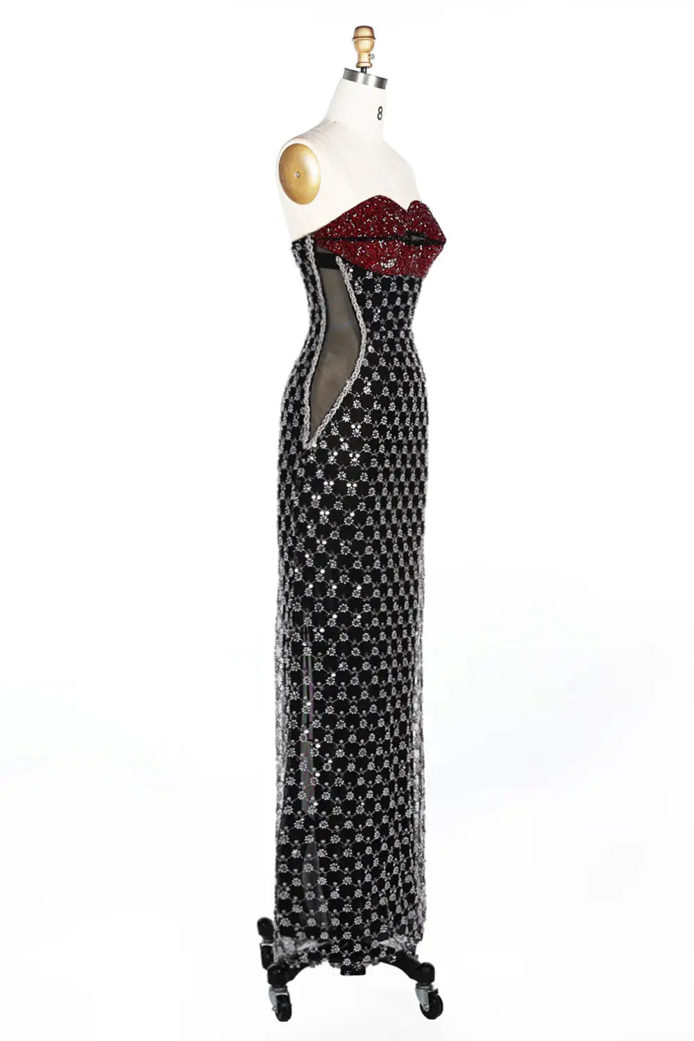 Vestido de noche negro palabra de honor con lentejuelas