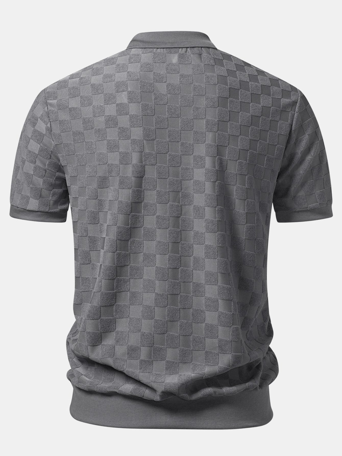 Polo de punto con cuello en V y tablero de ajedrez