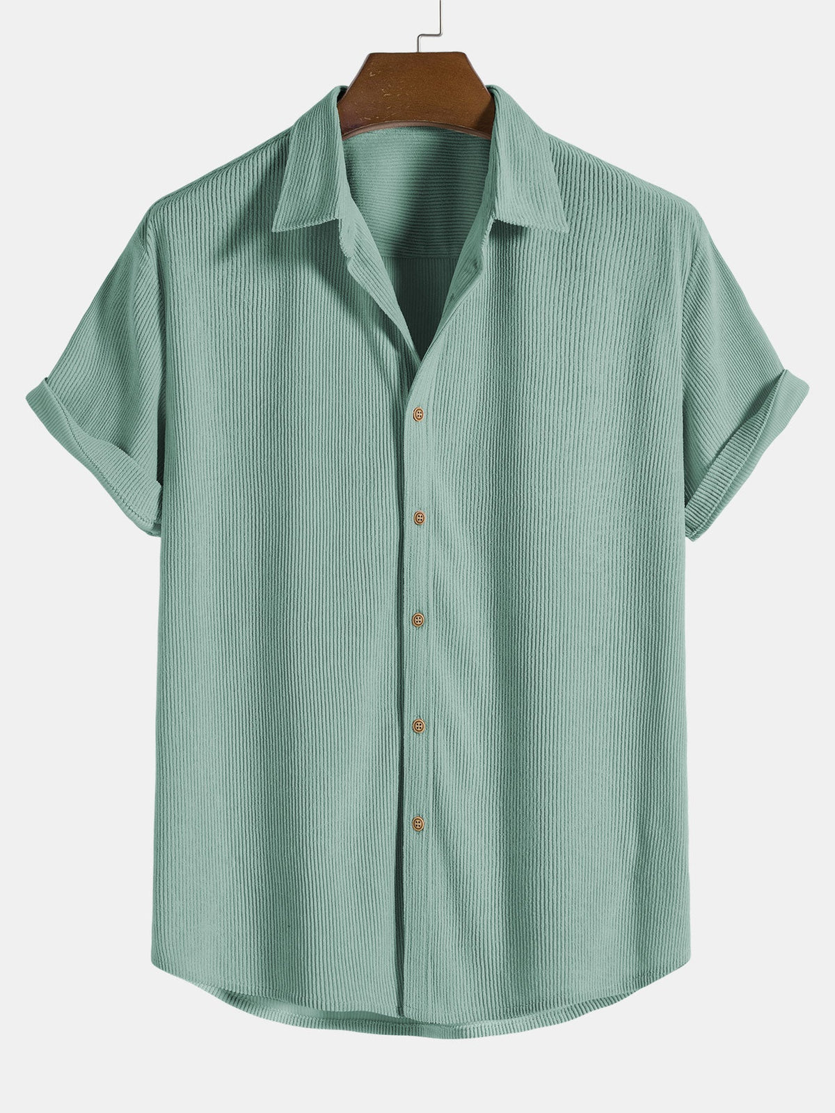 Camisa y pantalones cortos de pana con botones y mangas cortas