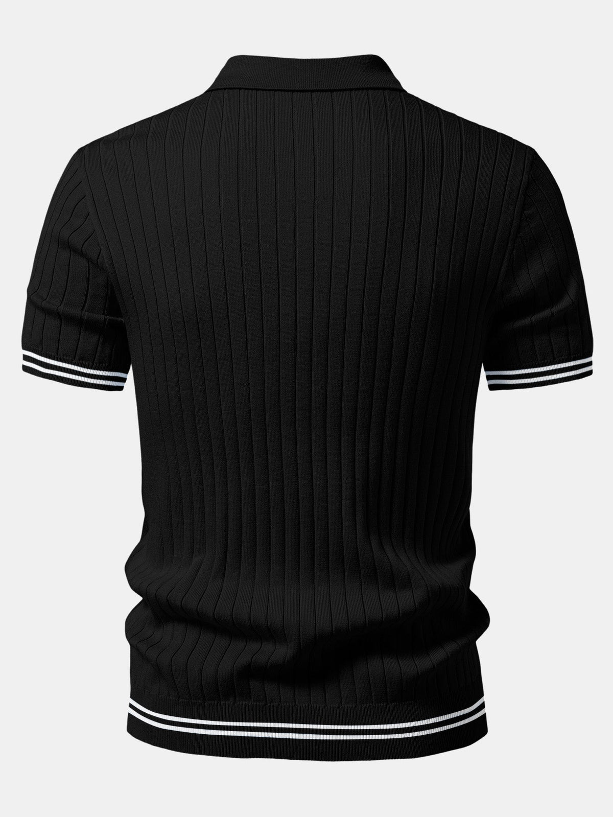 Polo de punto con cuello Johnny y ribete en contraste