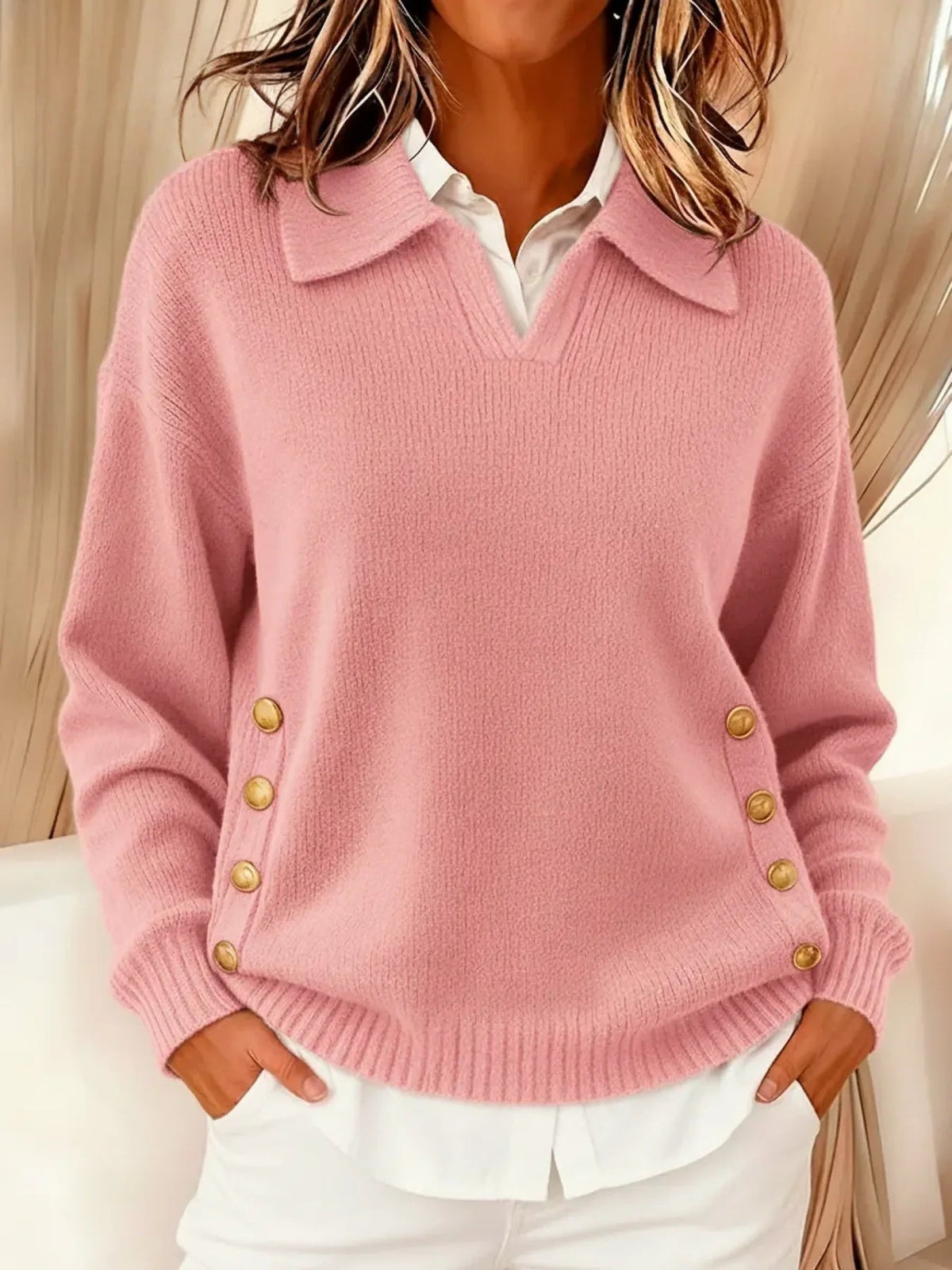 Dolores | Jersey de cuello en V con solapa
