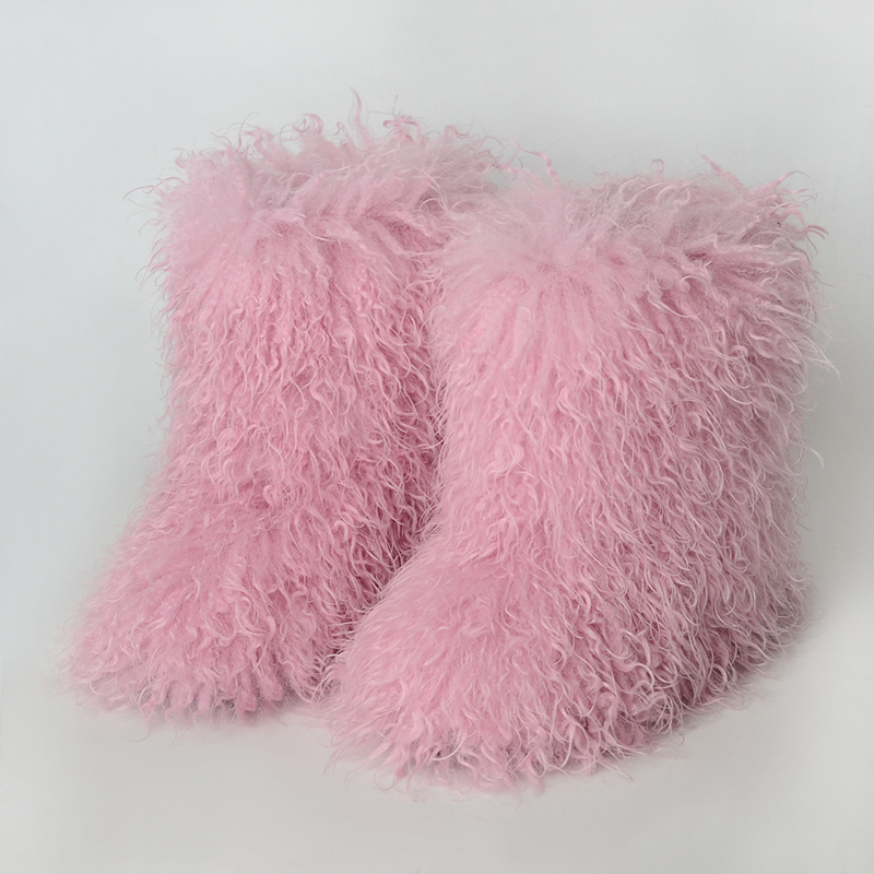 Botas esponjosas de pelo rizado hasta media pierna