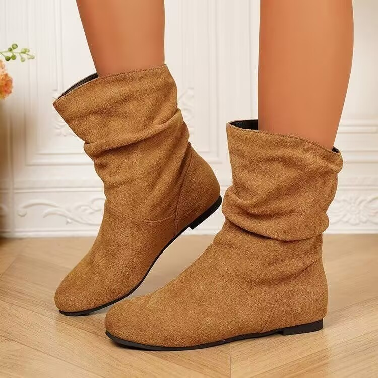 Botines planos fruncidos casual
