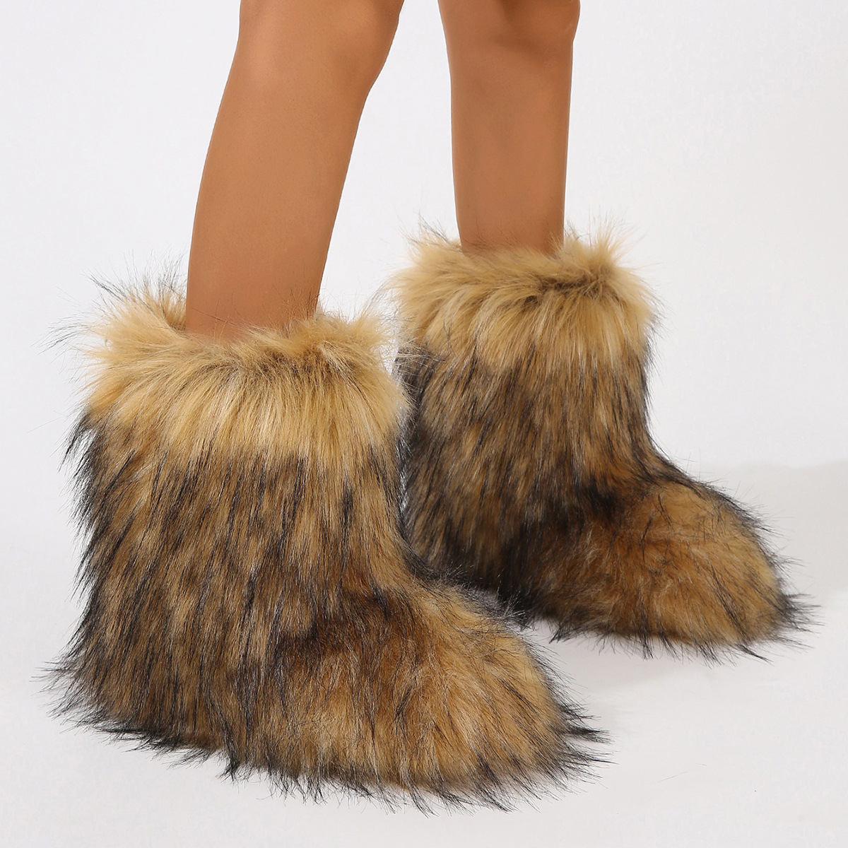 Botas gruesas de felpa degradada hasta media pierna