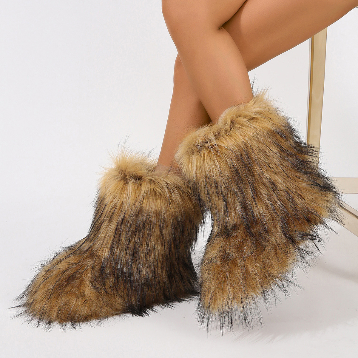 Botas gruesas de felpa degradada hasta media pierna