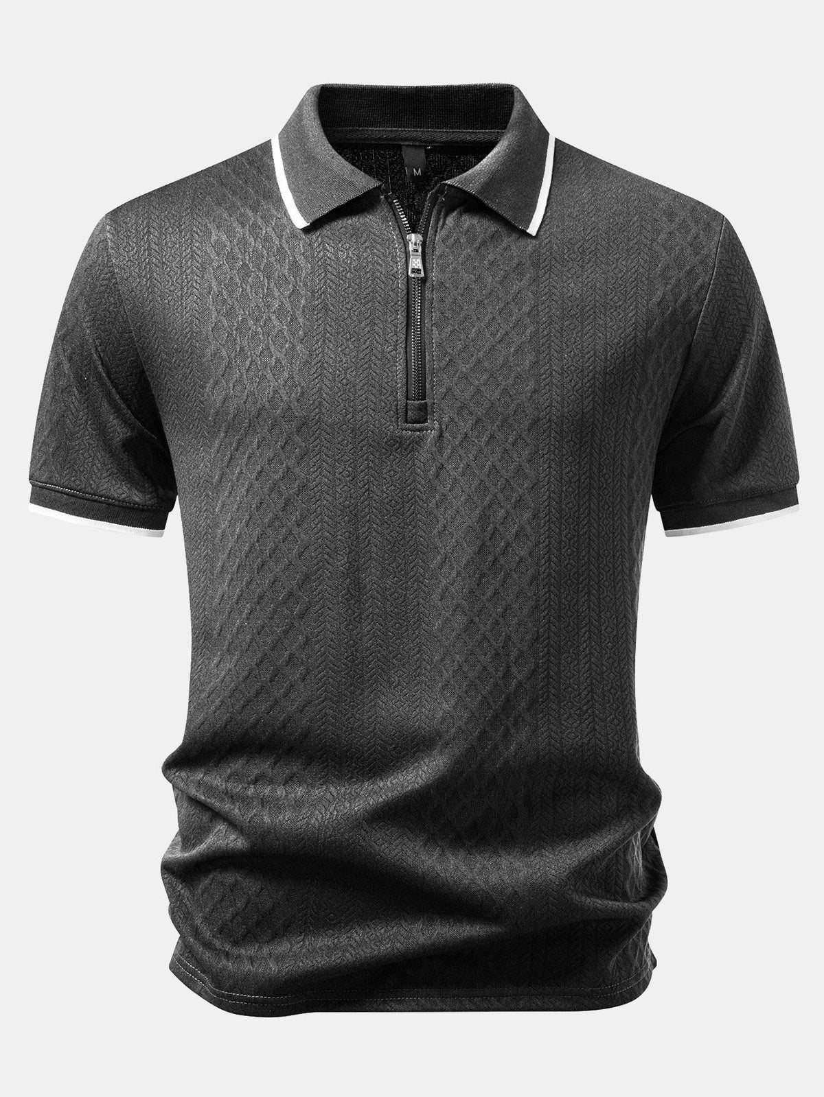 Polo de jacquard geométrico con cremallera