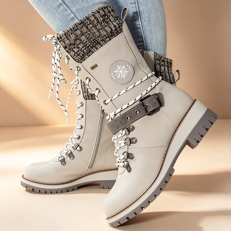 Botas de nieve forradas de forro polar con puños de punto