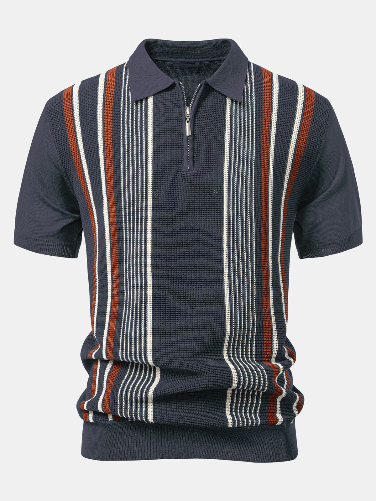 Polo de punto con cremallera y rayas