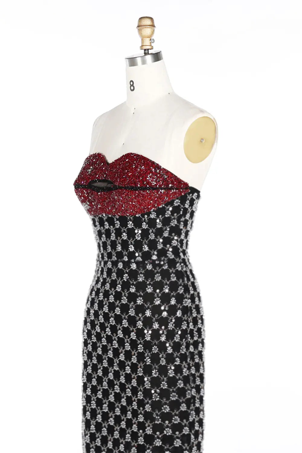 Vestido de noche negro palabra de honor con lentejuelas