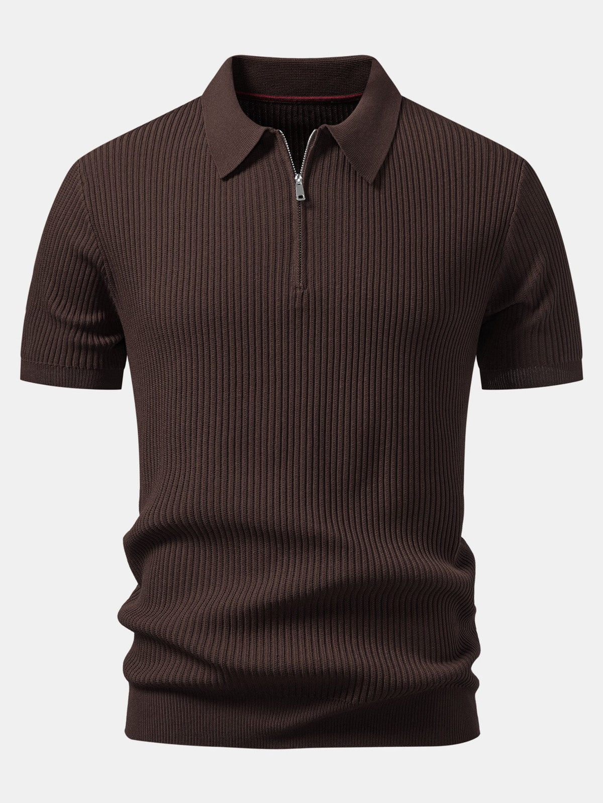 Polo de punto con cremallera y canalé