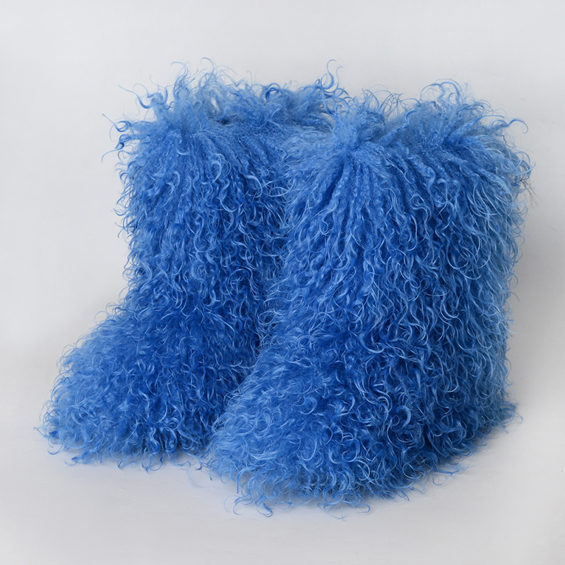 Botas esponjosas de pelo rizado hasta media pierna