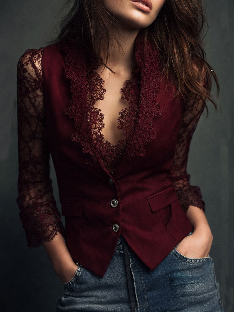 Blazer negro con mangas semitransparentes Consuelo