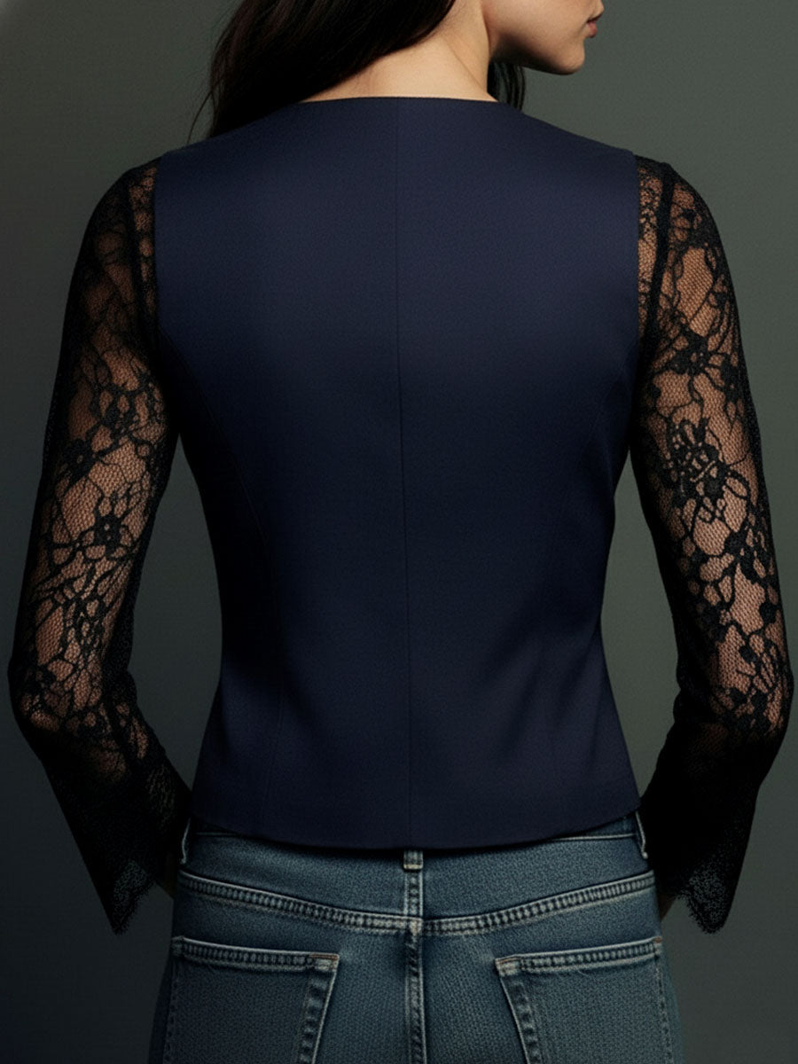 Blazer negro con mangas semitransparentes Consuelo