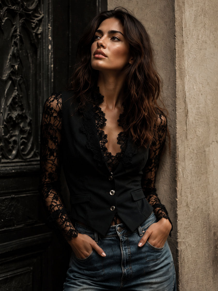 Top blazer con mangas semitransparentes Noémie