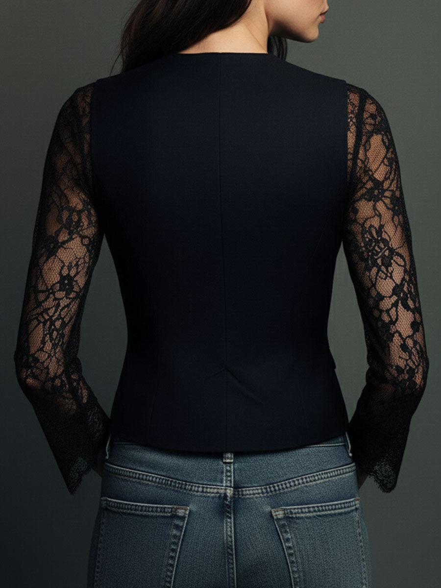 Blazer negro con mangas semitransparentes Consuelo
