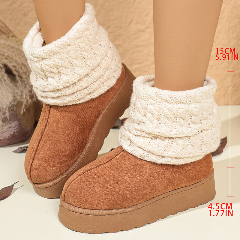 Botas de invierno con plataforma y puño de punto trenzado