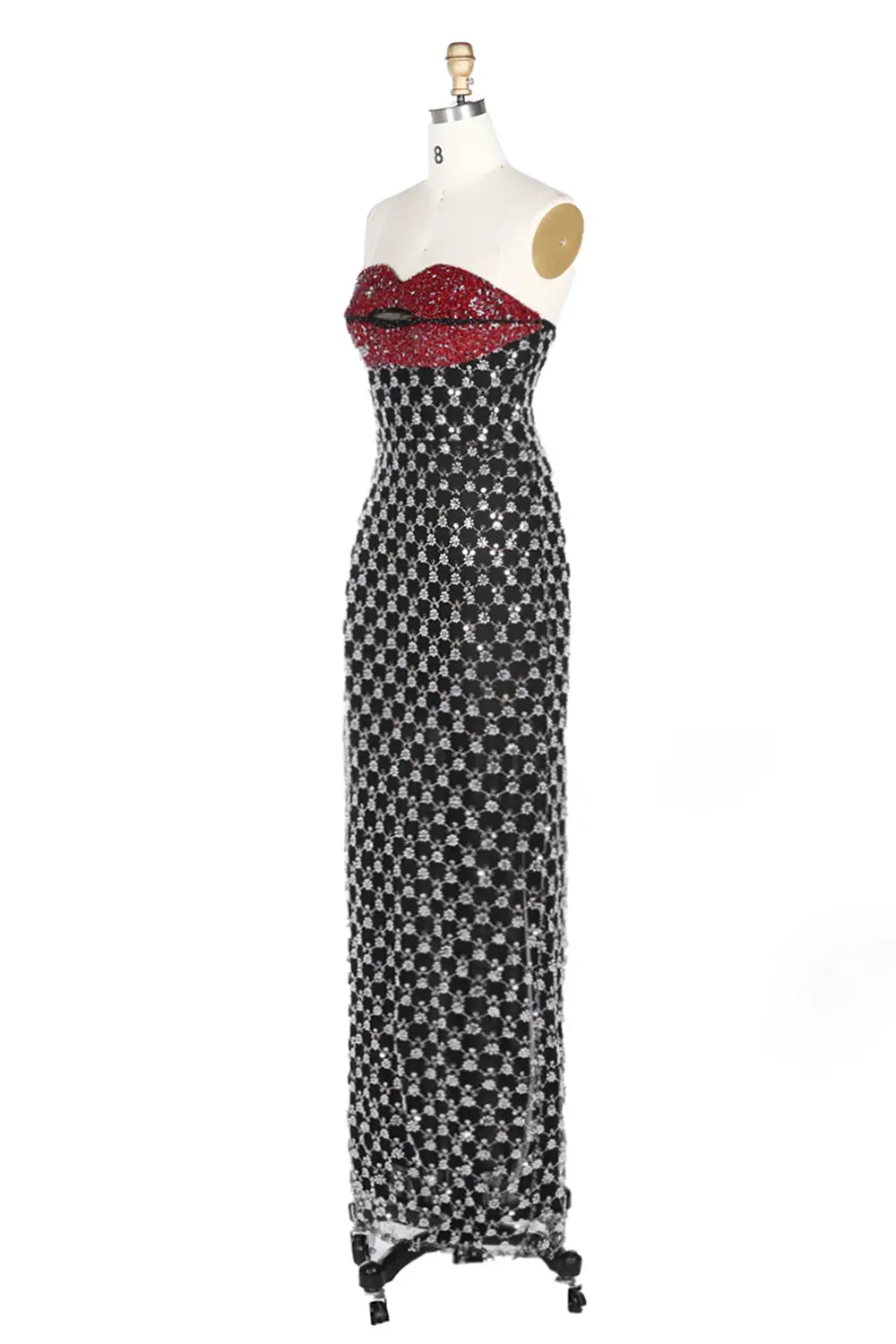 Vestido de noche negro palabra de honor con lentejuelas