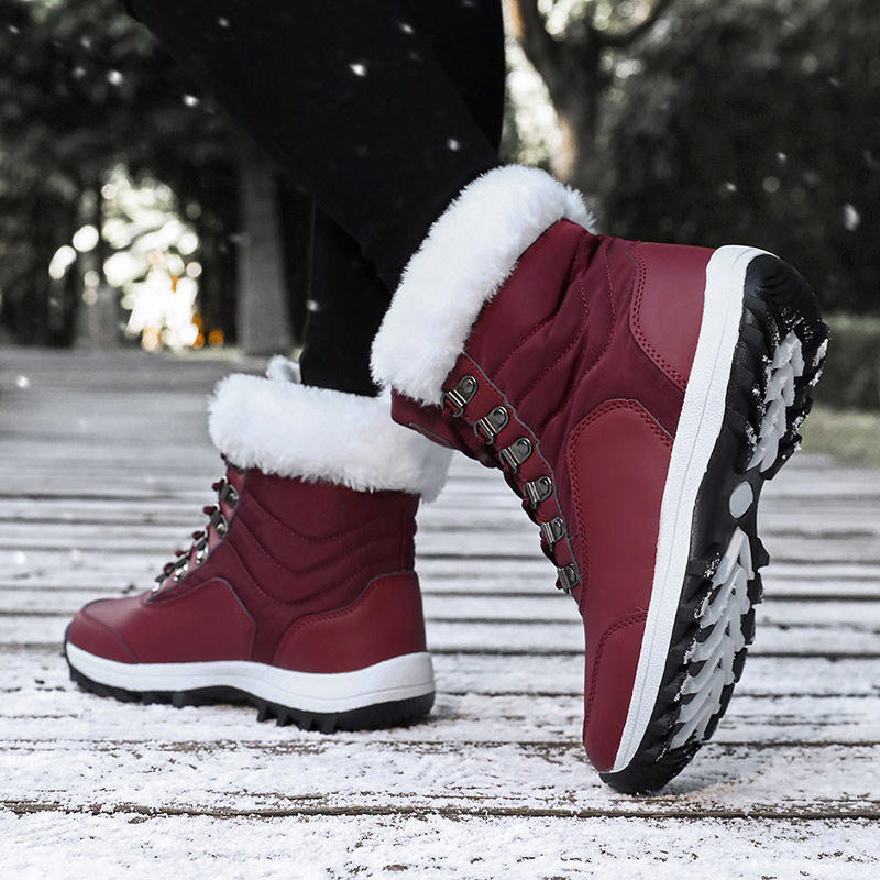 Botas de nieve cálidas con cuello de pelo