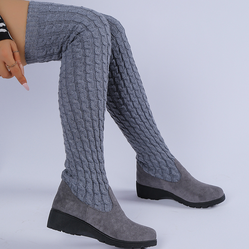 Botas calcetín elásticas de punto por encima de la rodilla