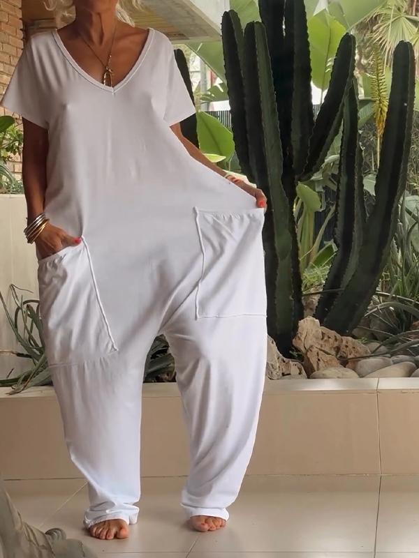 Mono casual liso con cuello en V